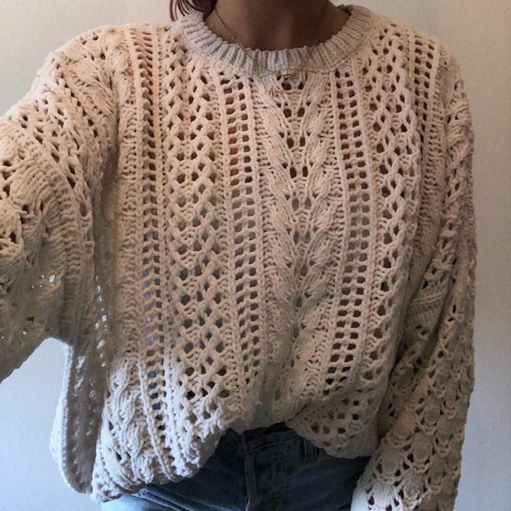 Forever 21 crochet chenille sweater